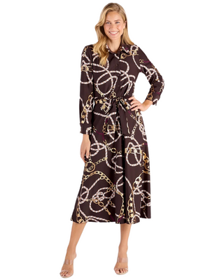 Kitty Dress- Ribbons & Chains Espresso Gold