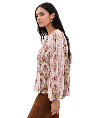 Birds Tree Garden Medal Mix Long Sleeve Blouse