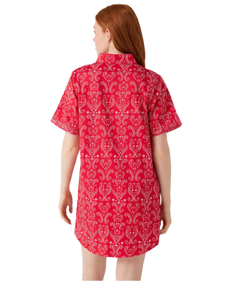 Split Neck Dress- Red Bandana