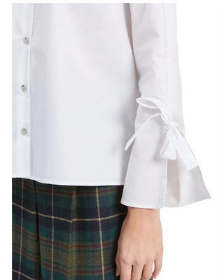 Rhinestone Button Blouse- White