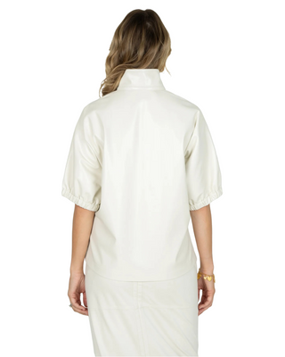 Poppy Faux Leather Top- Carrara