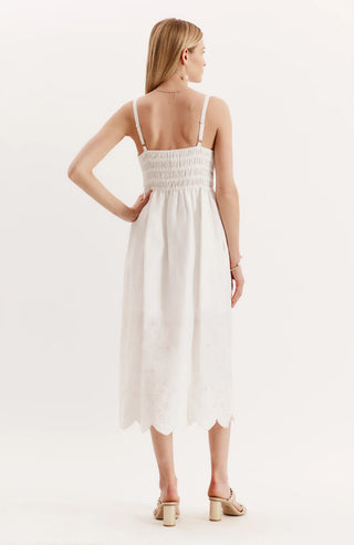 Maria Linen Dress (Eyelet Hem)- White