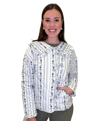 French Floral Quilted Collar Jacket