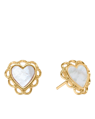 Lace Heart Stud- Mother of Pearl