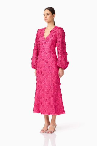Claudia Midi Dress- Fuchsia