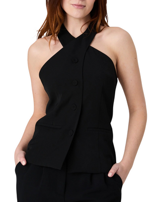 Harry Suiting Criss Cross Vest- Black