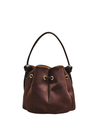 Laguna Mini Bucket Bag- Chocolate Suede