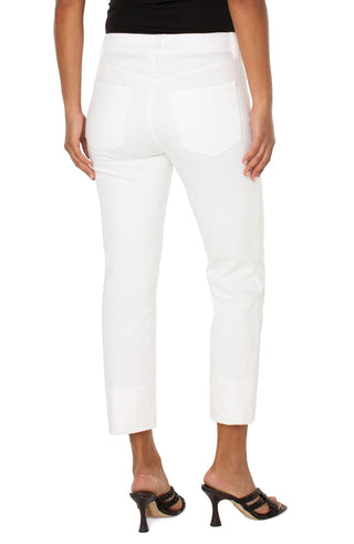 Gia Crop Slim with Double Fray Hem and Back Slit- Bright White