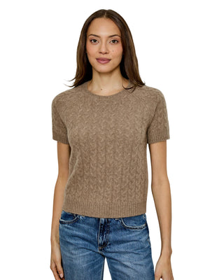 Cashmere Short Sleeve Cable Sweater- Eco Clunch