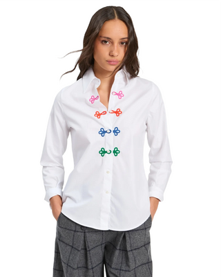Colorful Embroidered Blouse- White