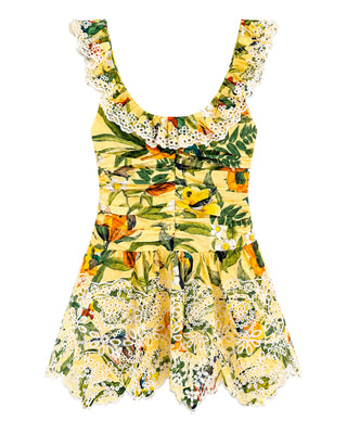 Brasil Collage Dress- Soft Yellow