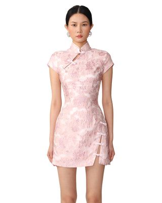 Jada Jacquard Mini Dress- Misty Pink