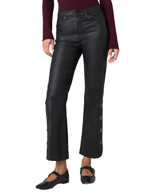 Hannah Crop Flare Buttoned Slit- Black Coated