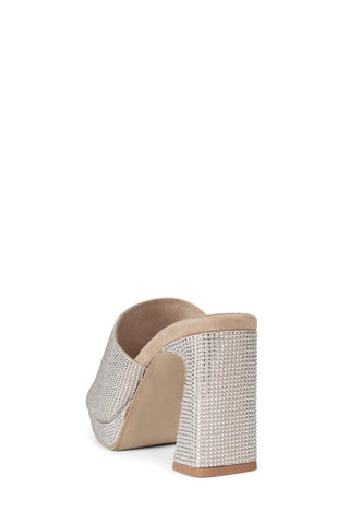 Caviar Mule Sandal- Nude Suede Champagne Rhinestone