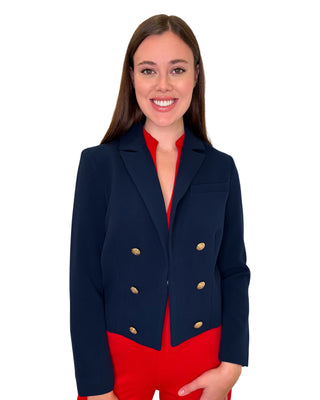 Bella Crop Blazer- Navy