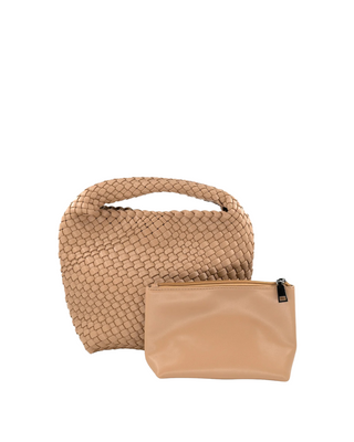 Mini Woven Hobo Bag- Taupe