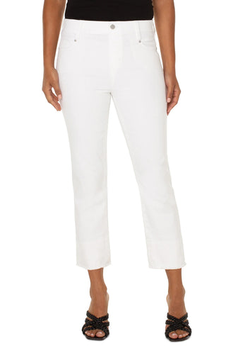 Gia Crop Slim with Double Fray Hem and Back Slit- Bright White