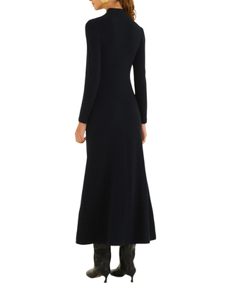 Black Long Sleeve Flower Maxi Dress
