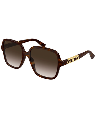 Gucci Narrow Square Sunglasses- Havana Brown