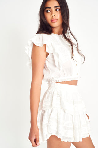 Ruffle Mini Skirt- Antique White