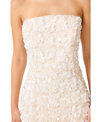 Silvana Strapless Gown- White + Silver