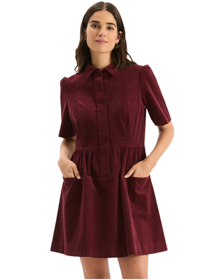 Mitzi Pinwale Cord Dress- Tawny Port