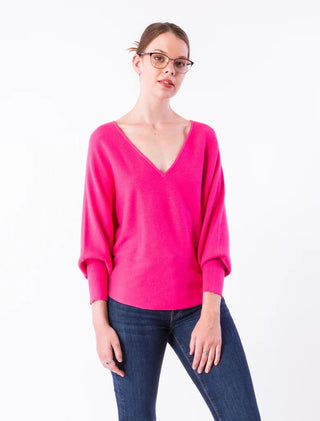 RYU V-Neck Sweater- Hot Pink