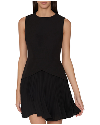 Haddy Pleated Short Sleeve Mini Dress- Black