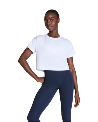 Outpace Cropped Tee- Vivid White