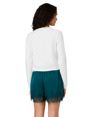 Dakota Knit Pointelle Slim Cardigan- White Dakota