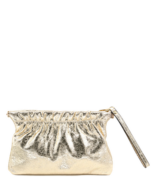 Metallic Scrunch Crossbody Wristlet- Gold