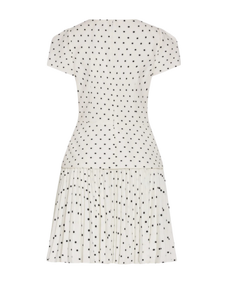 Haddy Short Sleeve Polka Dot Dress- Black + White