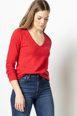 Back Seam Long Sleeve V-Neck- Multiple Colors