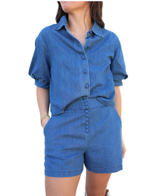 Denim Button Shorts