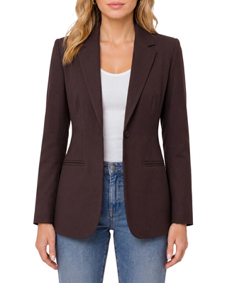 Fit And Flare Blazer- Brown Truffle