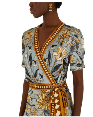 Stained Glass Beauty Soft Blue Wrap Dress