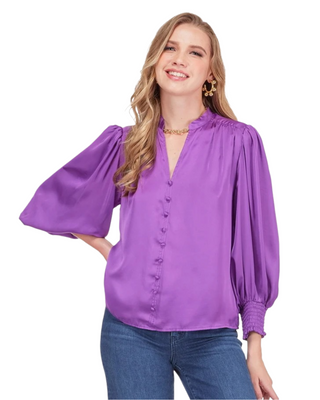 Angie Button Blouse- Amethyst