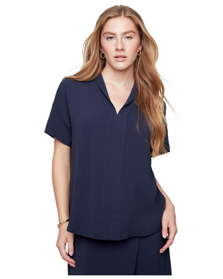 New Midnight V-Neck Short Sleeve Blouse