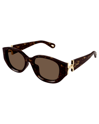 Chloe Marcie Narrow Oval Sunglasses- Havana Brown