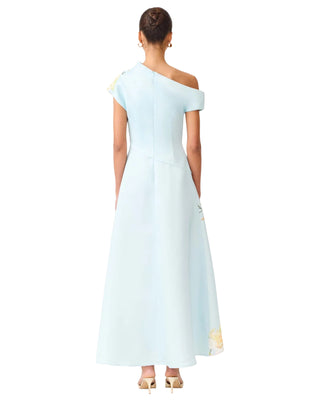 Harper Asymmetrical Gown- Baby Blue Floral