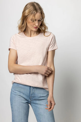 Short Sleeve Back Seam Tee- Rosebud