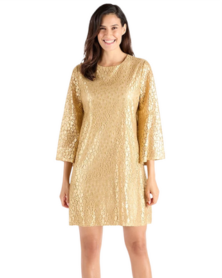 Renata Lace Dress- Gold Cheetah