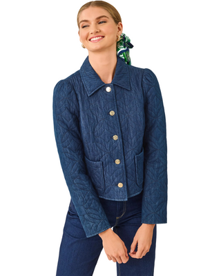 Peyser Quilted Denim Jacket- Dark Wash Butterfly Indigo