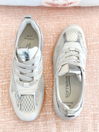 Sun Sneaker- White + Silver