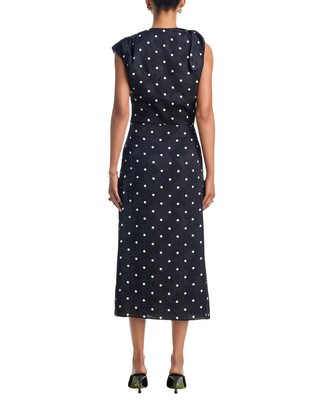 Karina Printed Midi Dress- Black + White