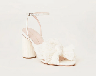Camellia Knot Mule with Ankle Strap- Pearl