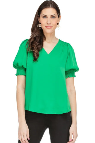 Smock Shoulder Top- Green
