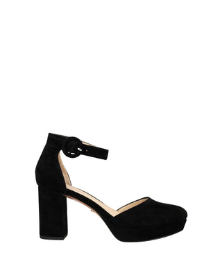 Lenor Block Heel Platform Pump- Black Suede