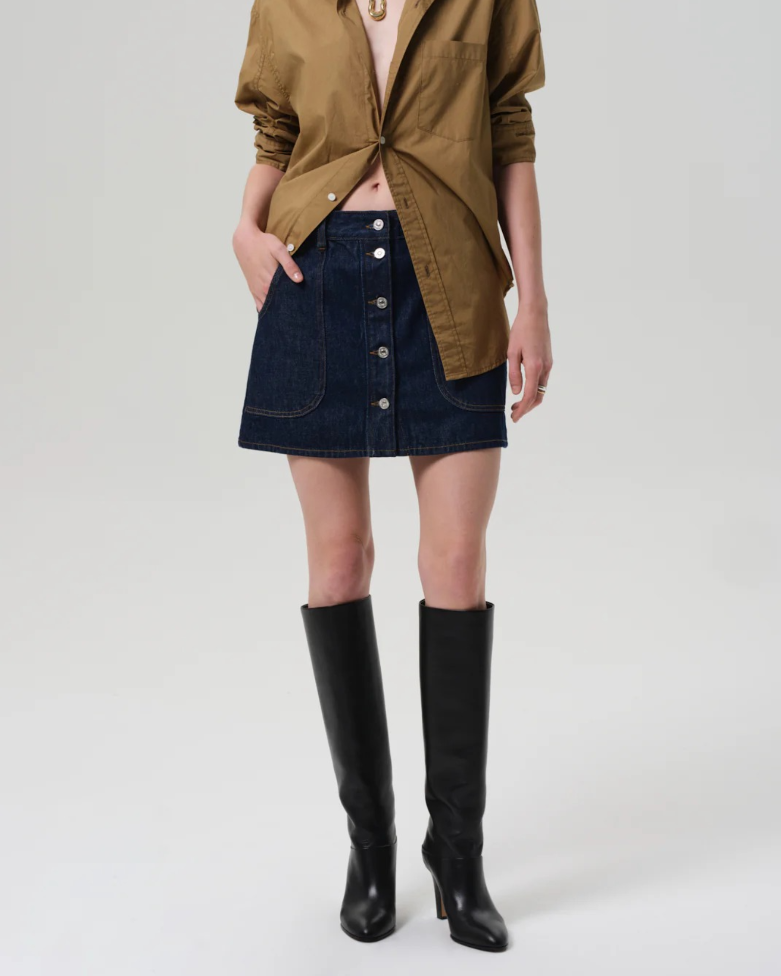 ★MUCENT★ KRYPT PIGMENT ZIPPER POINT RIVET MINI SKIRT PUCCI - Cotton mini-skirt black - The Corner