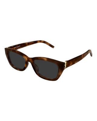 Saint Laurent Rectangular Cat-Eye Sunglasses- Havana